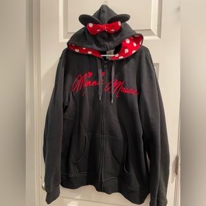Minnie Mouse Black Zip-up Hoodie with Minnie Mouse Ears